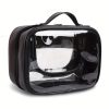 Peekingoose Transparent Double-Layer Large Capacity Makeup Bag - Portable, Minimalist Design, Waterproof Travel Cosmetic Storage Bag