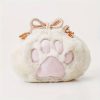 Peekingoose Plush Cat Claw Makeup Bag With Drawstring Fluffy Travel Cosmetic Bag Pouch Toiletries Storage Organizer Cute Plush Special Gift For Women