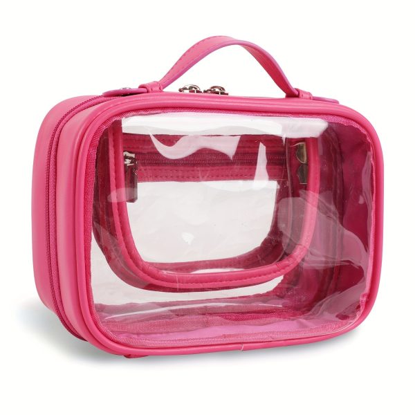Peekingoose Transparent Double-Layer Large Capacity Makeup Bag - Portable, Minimalist Design, Waterproof Travel Cosmetic Storage Bag