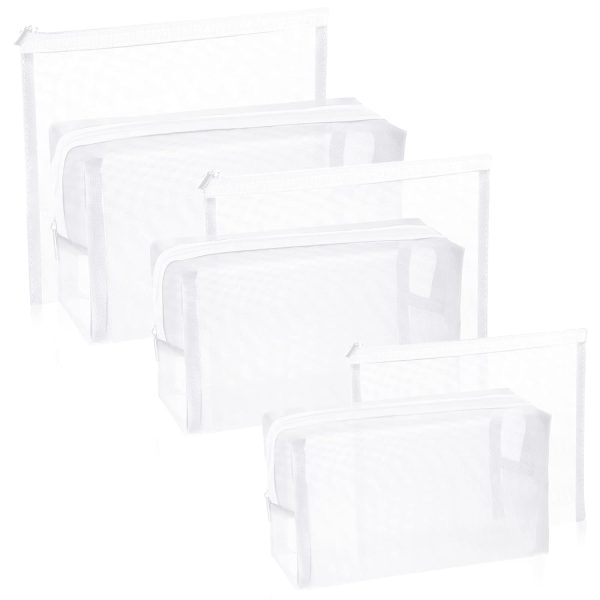 Peekingoose 6 Pieces Mesh Makeup Bags Mesh Cosmetic Bag Portable Travel Organizing Zipper Pouch Toiletries Makeup Pouches for Home Office Travel Accessories