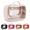 Peekingoose Transparent Double-Layer Large Capacity Makeup Bag - Portable, Minimalist Design, Waterproof Travel Cosmetic Storage Bag