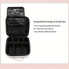 Peekingoose Waterproof Gradient Cosmetic Case for Women, Travel Makeup Organizer with Adjustable Compartments, PU Material, Unscented Beauty Storage Box with Brush Cover