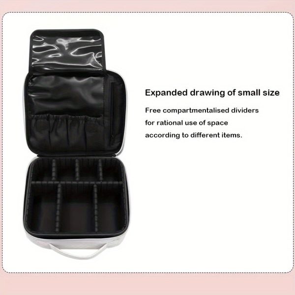 Peekingoose Waterproof Gradient Cosmetic Case for Women, Travel Makeup Organizer with Adjustable Compartments, PU Material, Unscented Beauty Storage Box with Brush Cover