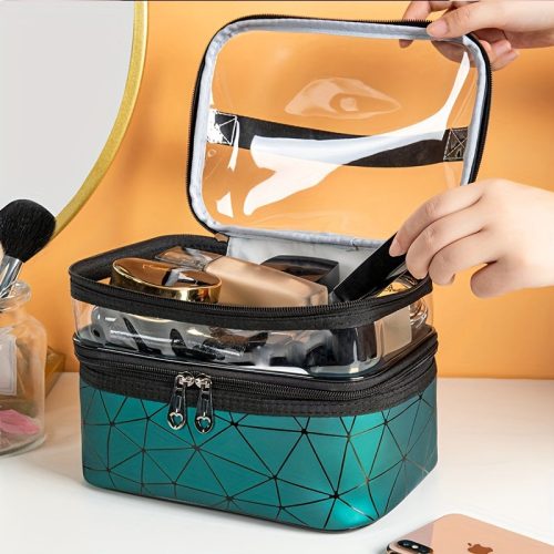 60fe5704-b70e-4e5d-af08-491cbb8b6378-20240706-082242 Peekingoose Double-Layer Grid Cosmetic Bag - Large Capacity, Portable Travel Organizer for Skincare and Toiletries