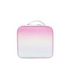 Peekingoose Waterproof Gradient Cosmetic Case for Women, Travel Makeup Organizer with Adjustable Compartments, PU Material, Unscented Beauty Storage Box with Brush Cover