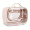 Peekingoose Transparent Double-Layer Large Capacity Makeup Bag - Portable, Minimalist Design, Waterproof Travel Cosmetic Storage Bag