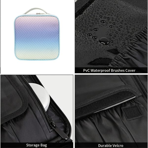 Peekingoose Waterproof Gradient Cosmetic Case for Women, Travel Makeup Organizer with Adjustable Compartments, PU Material, Unscented Beauty Storage Box with Brush Cover