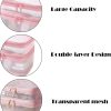 Peekingoose Double Layer Travel Makeup Bag Mesh Bag for Women,Travel Essentials Toiletry Bag Makeup Organizer Large Capacity Zipper Cosmetic Bag Vacation Essentials for Women-Pink
