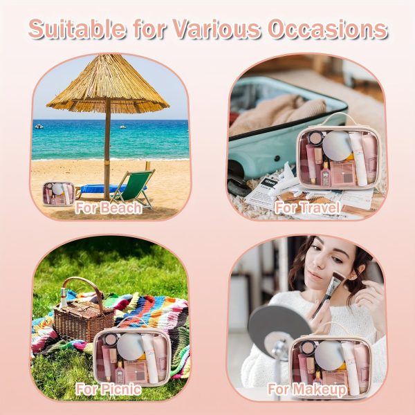 Peekingoose Transparent Double-Layer Large Capacity Makeup Bag - Portable, Minimalist Design, Waterproof Travel Cosmetic Storage Bag