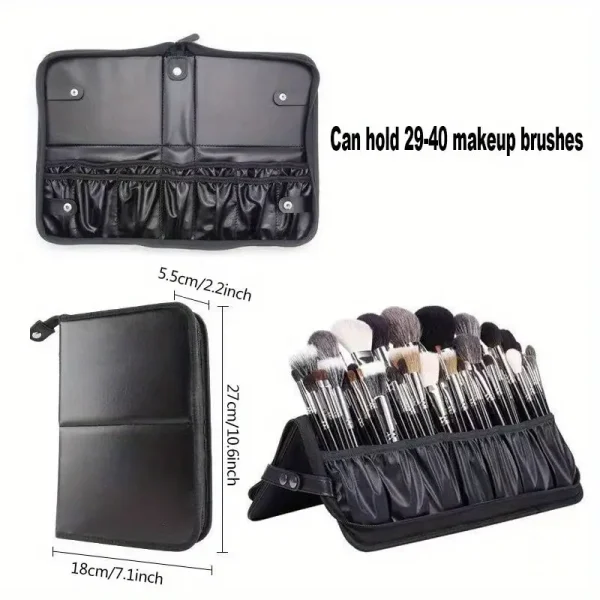 Peekingoose Waterproof Luxury PU Leather Makeup Brush Organizer Bag - Stylish Standing & Folding Travel Case for Secure Cosmetic Storage - Portable, Durable, & Quick-Dry - Brush Not Included