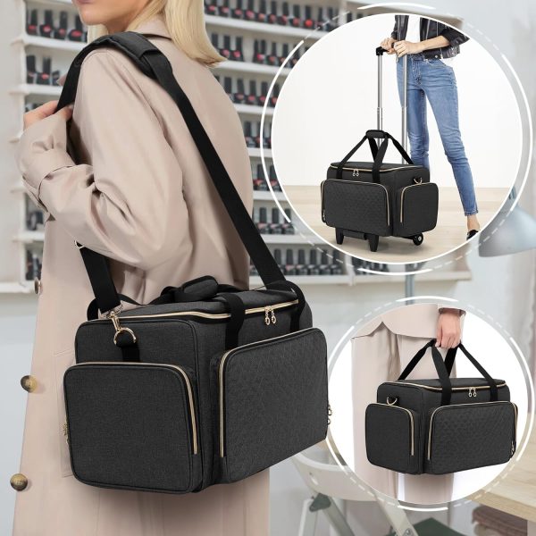 Peekingoose Rolling Makeup Case with 3 Removable Pouches and 1 Makeup Brush Bag, Large Makeup Bag Cosmetic Bag with Detachable Dolly