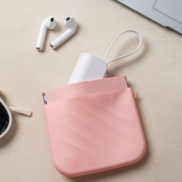 Peekingoose Simple Silicone Mini Cosmetic Bag Storage Bag Makeup Bag Lipstick Storage Bag Travel Supplies Self-closing Leaf Spring Bag Women