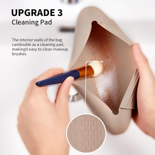Peekingoose Silicone Makeup Brush Holder Travel Cosmetic Bag