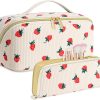 Peekingoose Travel Makeup Bag Set, Quilted Make up Bag Cute Floral Cosmetic Bag