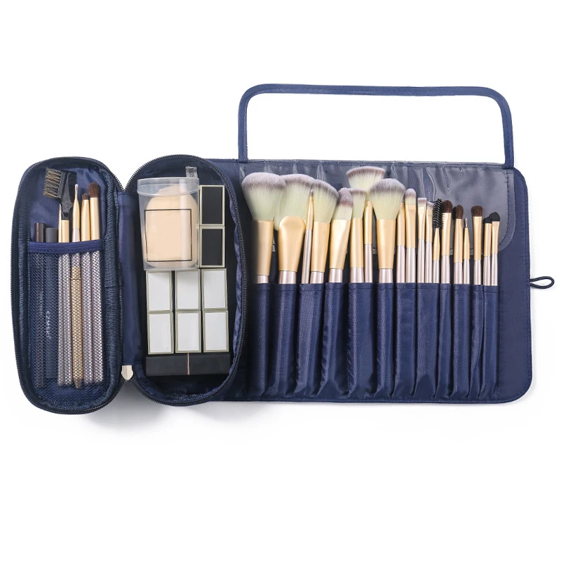 Makeup Bag Women's Cosmetic Brush Bag Travel Organizer Makeup Brushes Fold Tools Rolling Bags Waterproof Nylon Makeup Case - details 1
