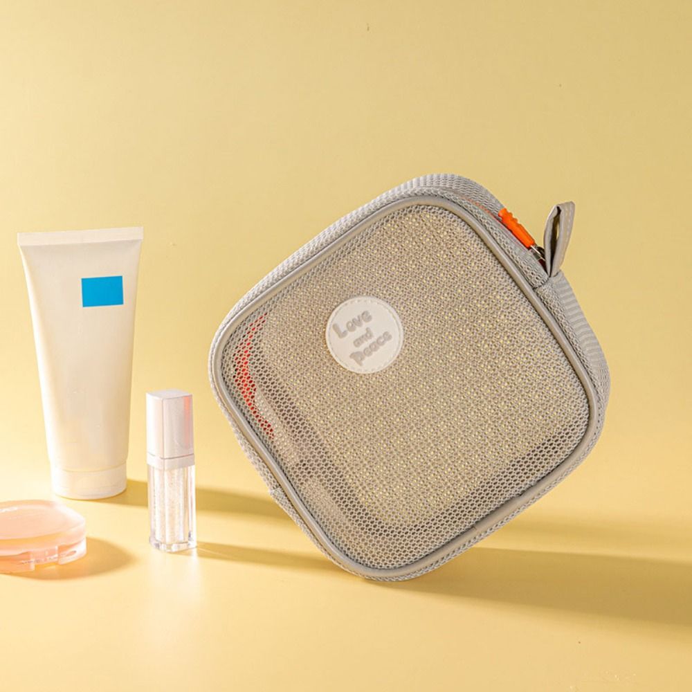 Square Mesh Makeup Bag Zipper Toiletry Bag Toiletry Storage Bag Coin Purse Organizer Case Transparent Cosmetic Bag Girls - details 3