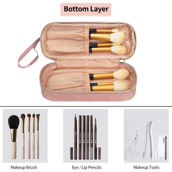 Peekingoose Ethereal Small Makeup Bag, Dusty Rose Cosmetic Bag