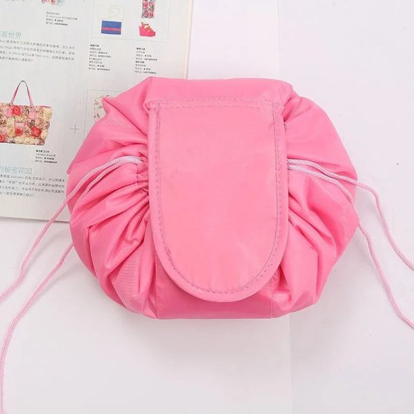 Peekingoose Women Drawstring Cosmetic Bag Travel Storage Makeup Bag Organizer Foldable Make Up Pouch Portable Waterproof Toiletry Case