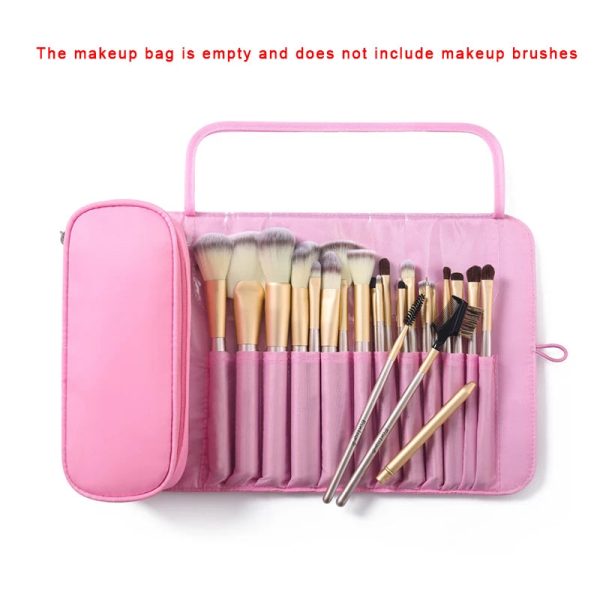 Peekingoose Makeup Bag Women's Cosmetic Brush Bag Travel Organizer Makeup Brushes Fold Tools Rolling Bags Waterproof Nylon Makeup Case