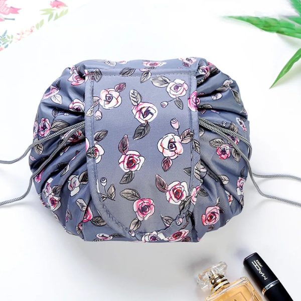 Peekingoose Women Drawstring Cosmetic Bag Travel Storage Makeup Bag Organizer Foldable Make Up Pouch Portable Waterproof Toiletry Case