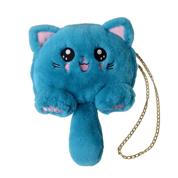 Peekingoose Animals Small Card Bag Cosmetic Pouch Messenger Bag Girl Crossbody Bags Fashion Plush Bag Mobile Phone Bag Cat Shoulder Bag