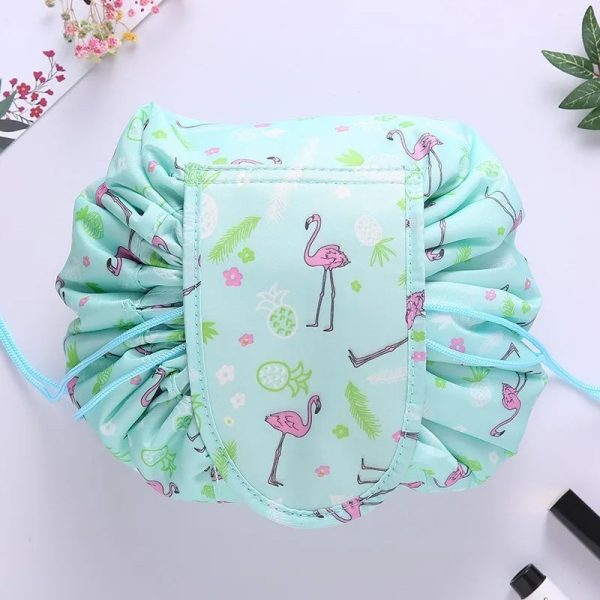 Peekingoose Women Drawstring Cosmetic Bag Travel Storage Makeup Bag Organizer Foldable Make Up Pouch Portable Waterproof Toiletry Case