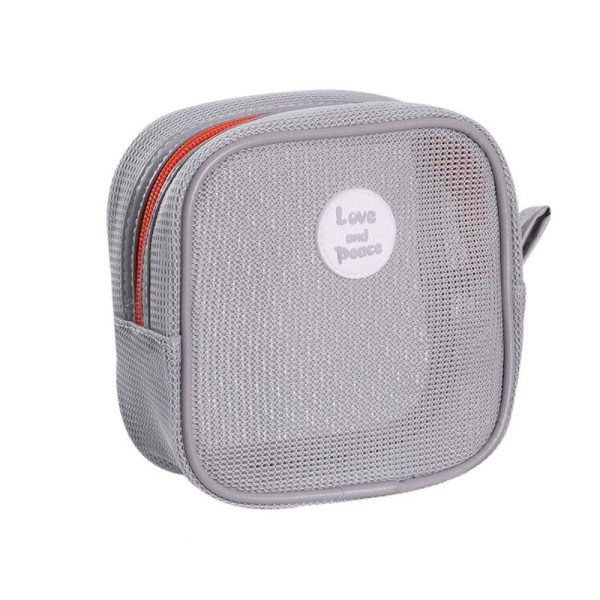 Peekingoose Square Mesh Makeup Bag Zipper Toiletry Bag Toiletry Storage Bag Coin Purse Organizer Case Transparent Cosmetic Bag Girls