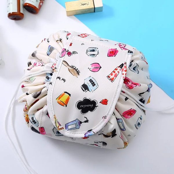 Peekingoose Women Drawstring Cosmetic Bag Travel Storage Makeup Bag Organizer Foldable Make Up Pouch Portable Waterproof Toiletry Case