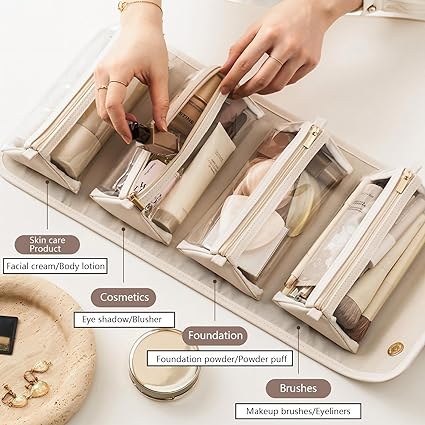 Peekingoose Travel Makeup Bag,Capacity Cosmetic Travel Bag