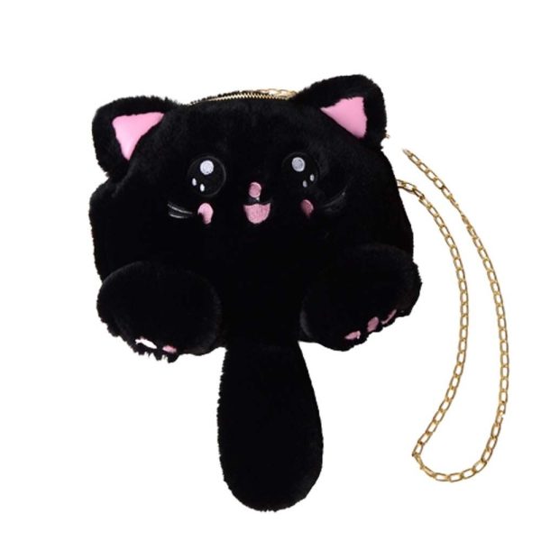 Peekingoose Animals Small Card Bag Cosmetic Pouch Messenger Bag Girl Crossbody Bags Fashion Plush Bag Mobile Phone Bag Cat Shoulder Bag