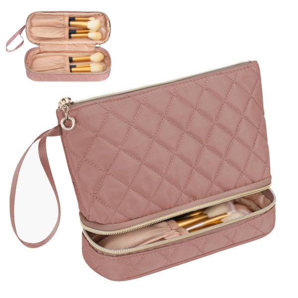 Peekingoose Ethereal Small Makeup Bag, Dusty Rose Cosmetic Bag