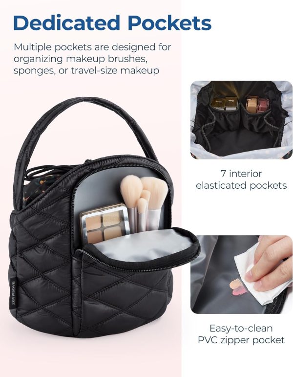 Peekingoose Barrel Drawstring Makeup Bag, Large Cosmetic Bag