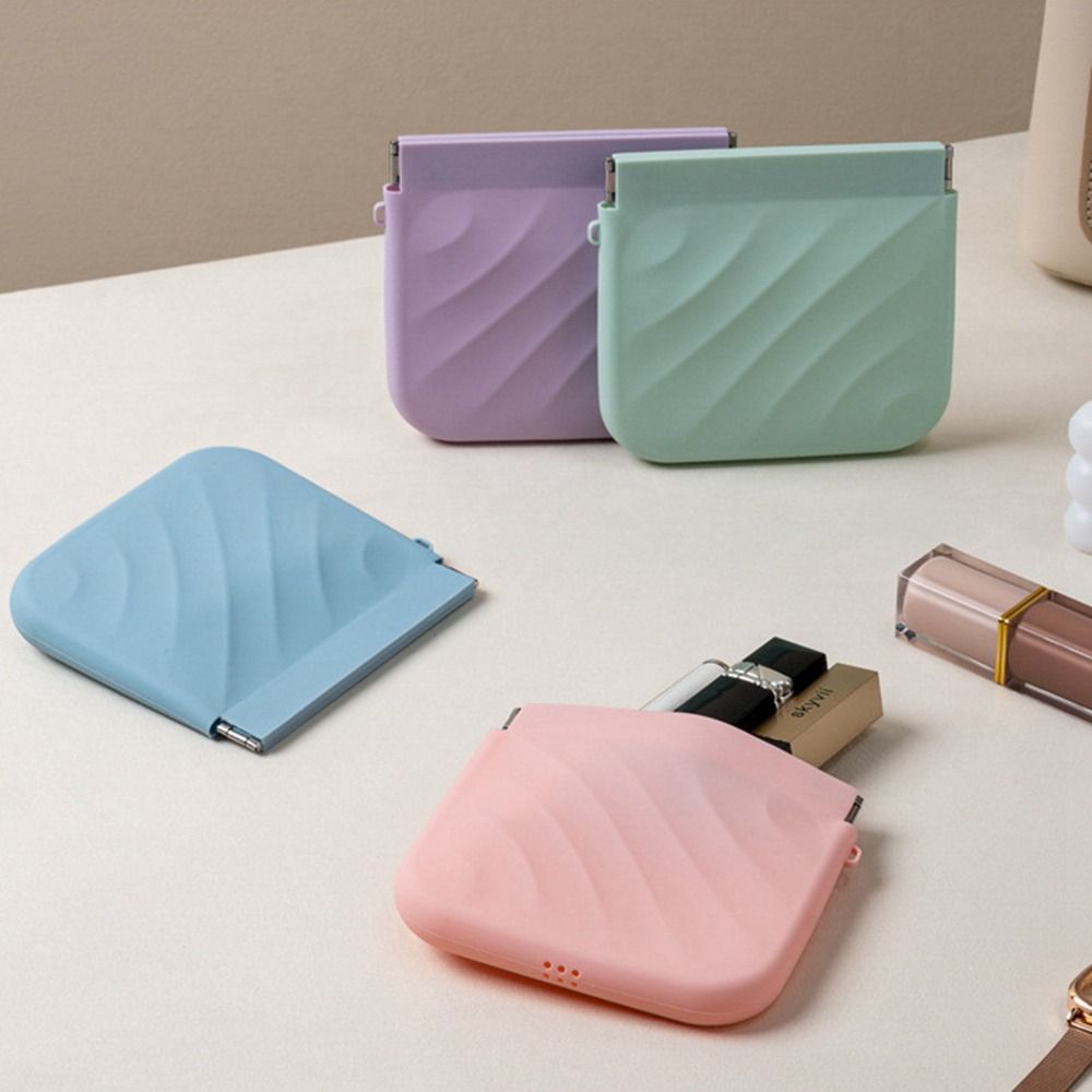 Simple Silicone Mini Cosmetic Bag Storage Bag Makeup Bag Lipstick Storage Bag Travel Supplies Self-closing Leaf Spring Bag Women - details 1