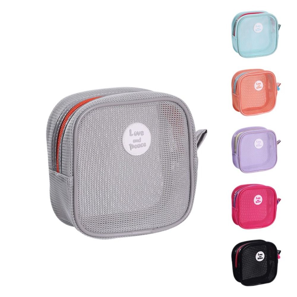 Square Mesh Makeup Bag Zipper Toiletry Bag Toiletry Storage Bag Coin Purse Organizer Case Transparent Cosmetic Bag Girls - details 5