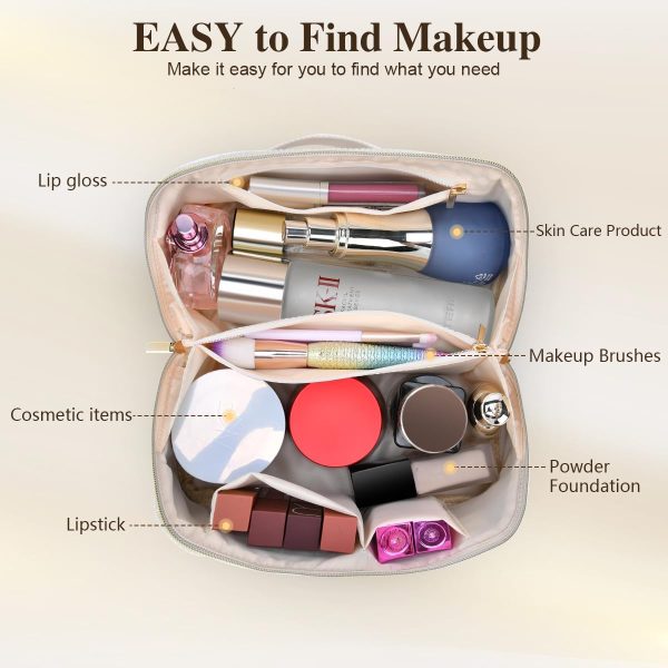 Peekingoose Travel Makeup Bag Set, Quilted Make up Bag Cute Floral Cosmetic Bag