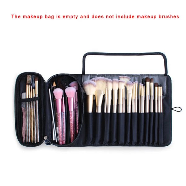 Peekingoose Makeup Bag Women's Cosmetic Brush Bag Travel Organizer Makeup Brushes Fold Tools Rolling Bags Waterproof Nylon Makeup Case
