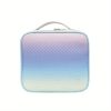 Peekingoose Waterproof Gradient Cosmetic Case for Women, Travel Makeup Organizer with Adjustable Compartments, PU Material, Unscented Beauty Storage Box with Brush Cover