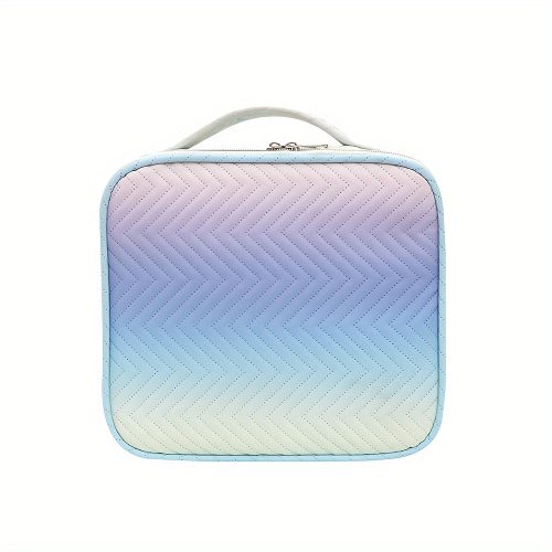 c03e6091-db5f-4ca4-826e-7669b7629fdc-3 Peekingoose Waterproof Gradient Cosmetic Case for Women, Travel Makeup Organizer with Adjustable Compartments, PU Material, Unscented Beauty Storage Box with Brush Cover