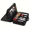 Peekingoose 3-Layer Travel Makeup Bag With Dividers, Professional Cosmetic Train Storage Case Organizer For Cosmetic Brushes Tools, Jewelry Accessories & Toiletries